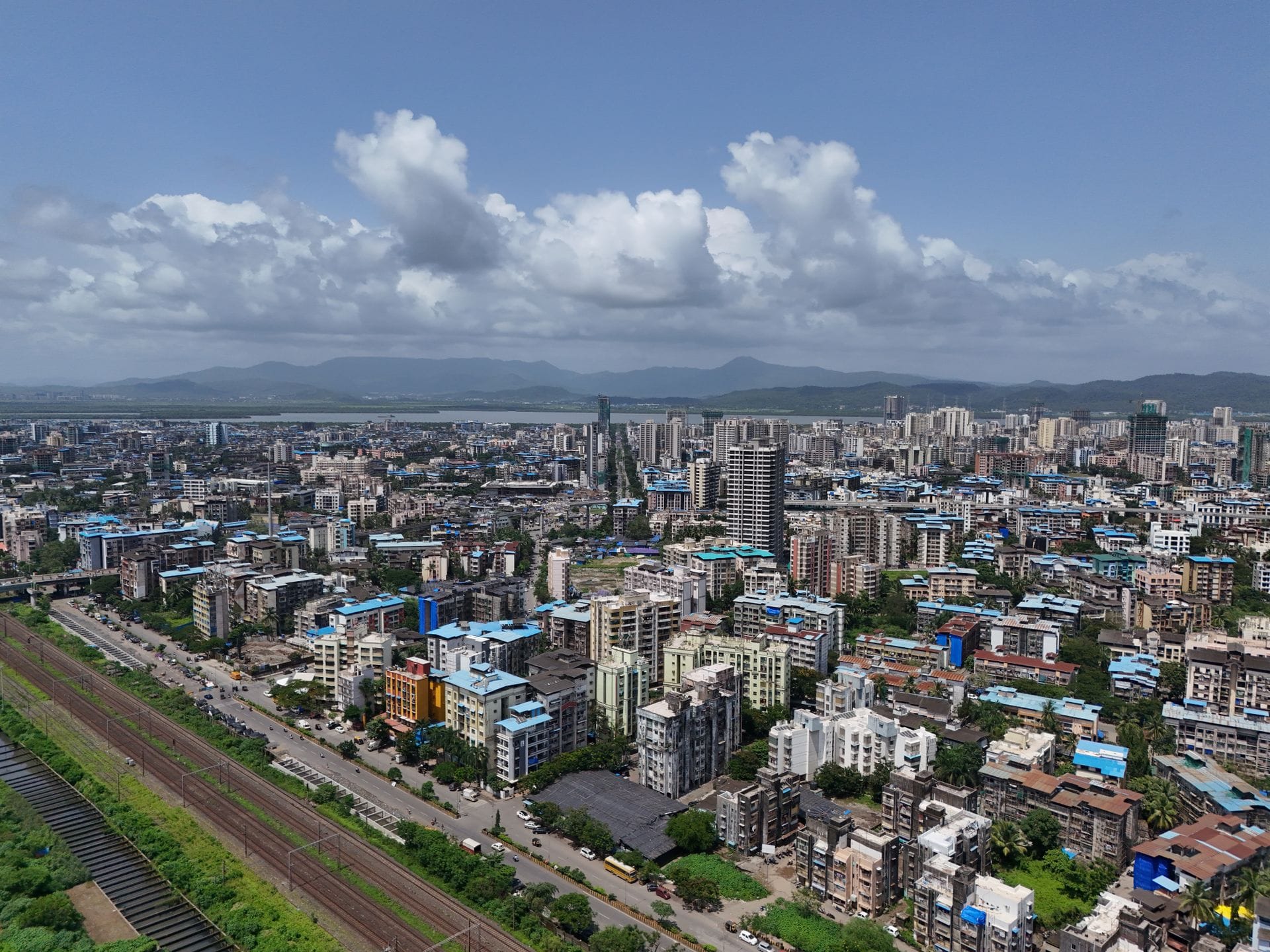 A modern central business district skyline in India